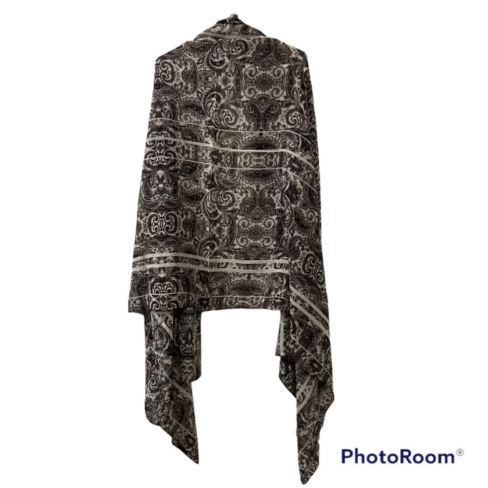 Madewell Brown Paisley Oversized Rectangle Scarf Shawl Wrap Boho One Size
